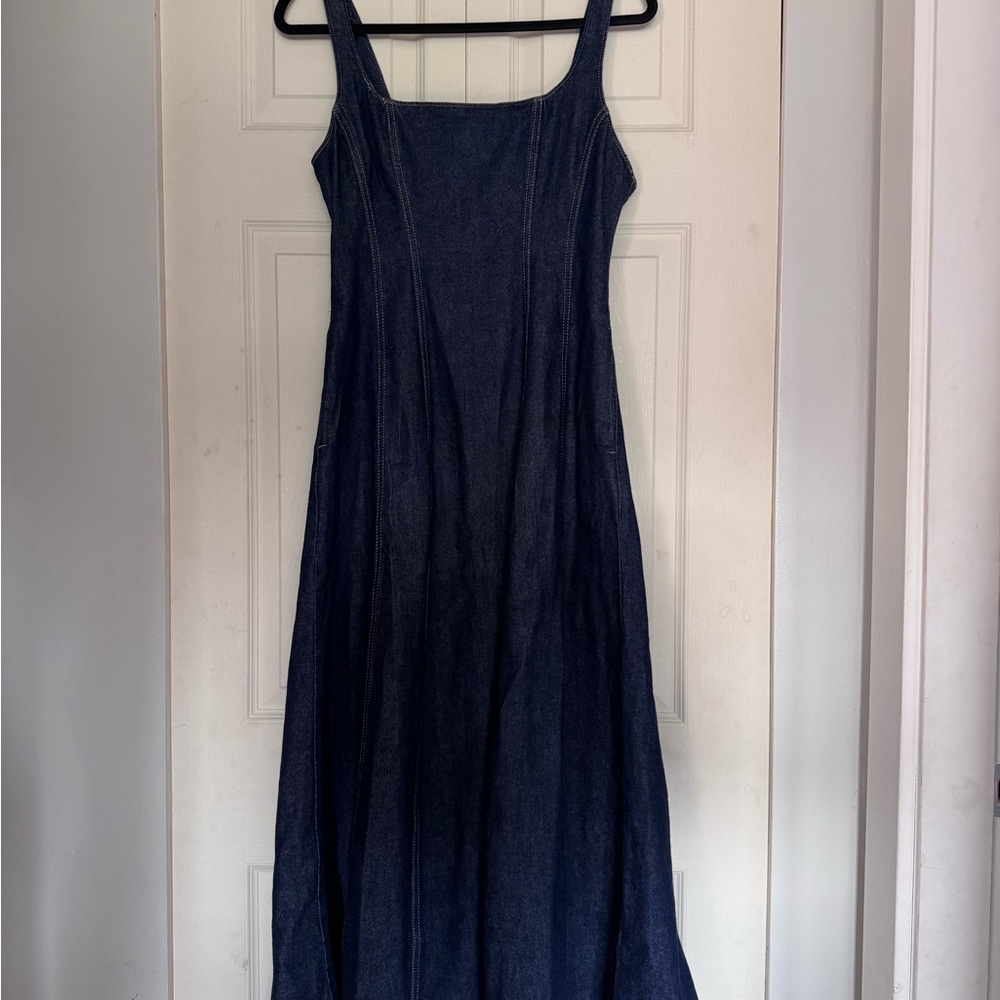 NWT Dynamite Dark Blue Denim Midi Maxi Dress
